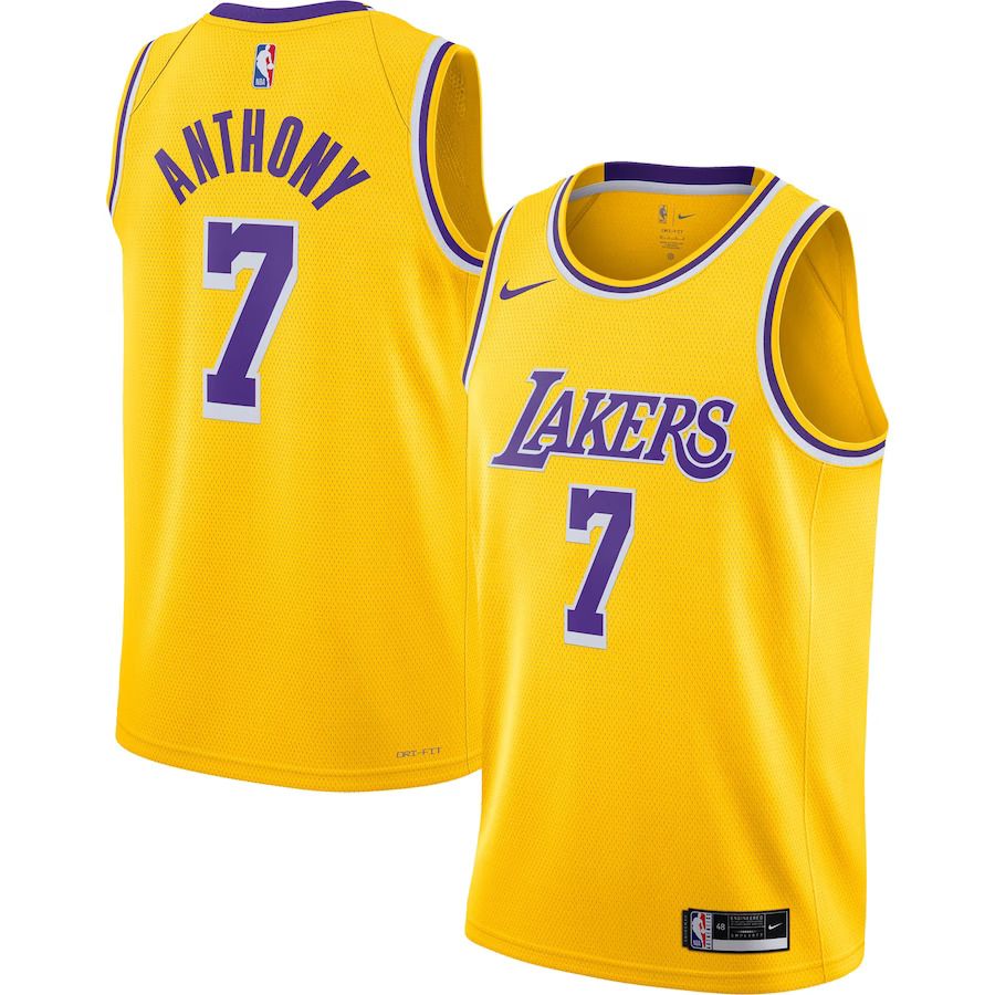 Men Los Angeles Lakers 7 Carmelo Anthony Nike Gold Swingman NBA Jersey